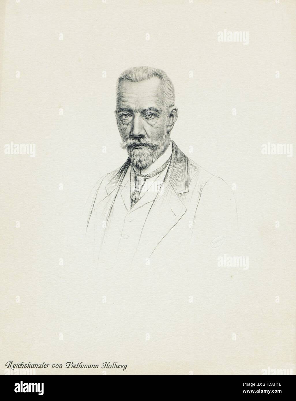 Porträt von Reichskanzler Theobald von Bethmann Hollweg. 1916 Theobald Theodor Friedrich Alfred von Bethmann Hollweg (1856 – 1921) war Deutscher Stockfoto