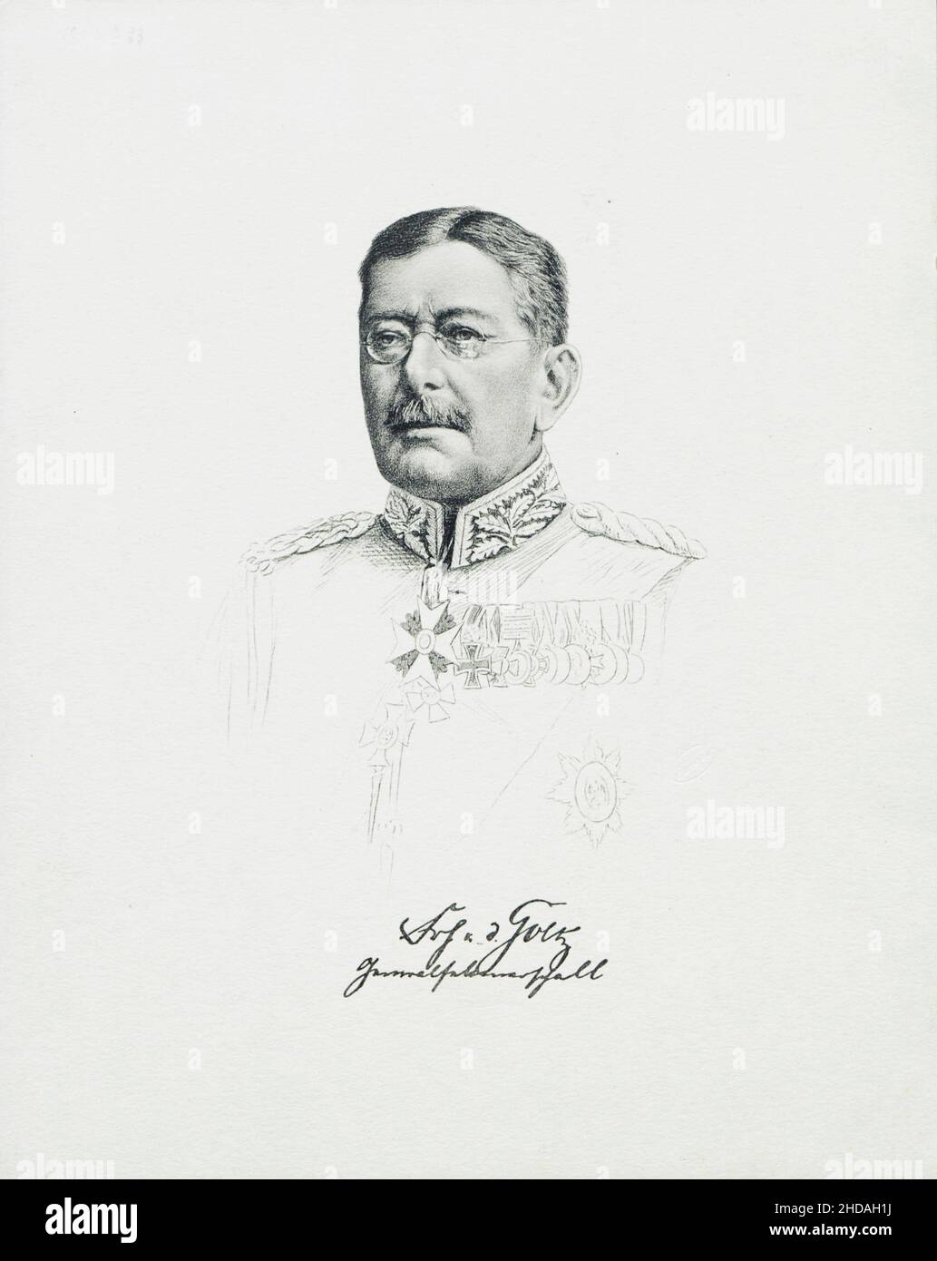 Porträt von Freiherr Colmar von der Goltz. 1916 Wilhelm Leopold Colmar Freiherr von der Goltz (1843–1916), auch bekannt als Goltz Pascha, war ein Preußischer Stockfoto