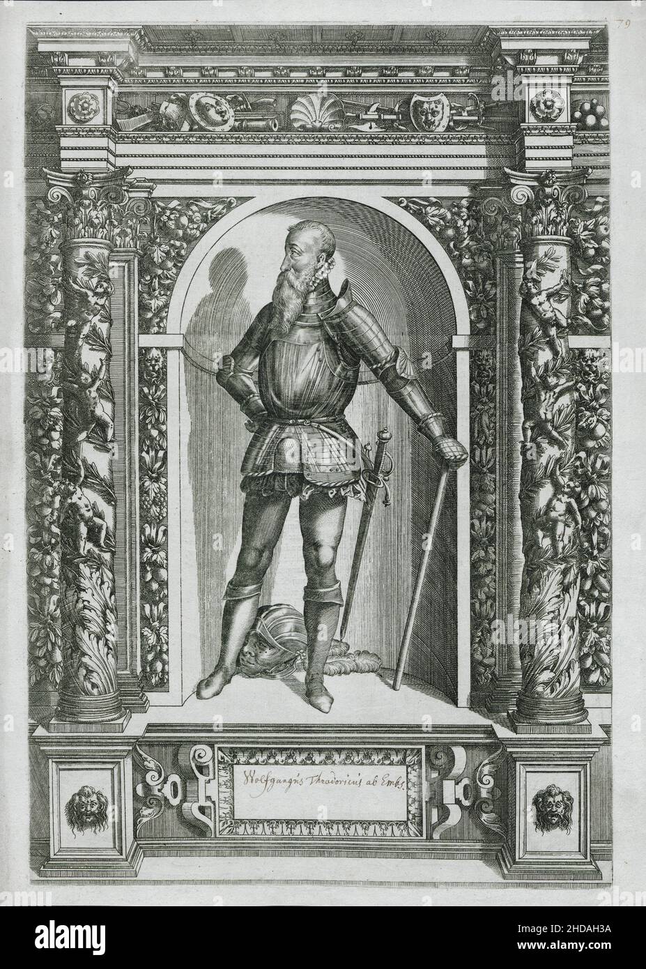 Wolfgangus Theodoricus ab EMBS. 1601 dieser Stich aus dem Buch der Waffensammlung Erzherzog Ferdinand, der 16 erstmals in Innsbruck erschien Stockfoto