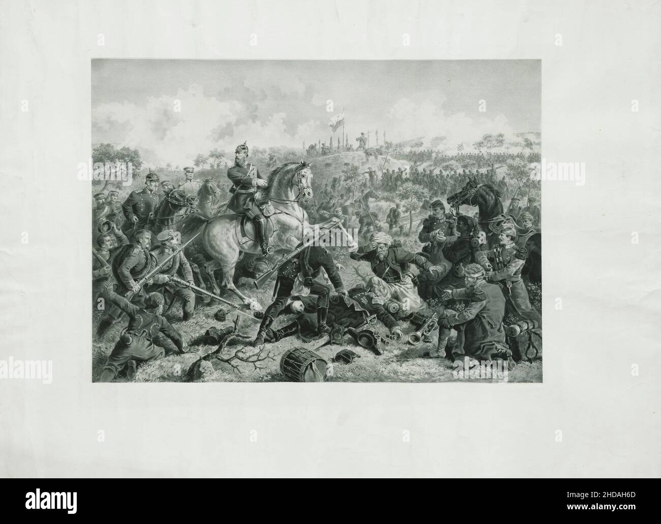 Stich der Kampfszene aus dem Deutsch-Französischen Krieg 1870-1871 mit Kronprinz Friedrich Wilhelm. 1872 Stockfoto