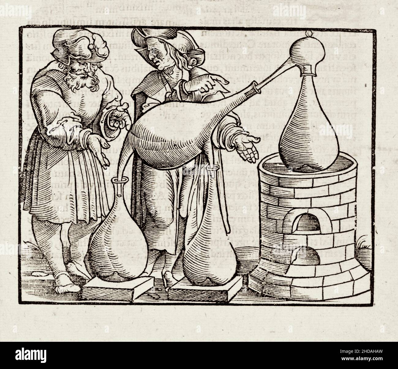 Die Illustrationen aus dem 16th. Jahrhundert aus dem Buch über Alchemy. Von Johann Grüninger, 1531. Stockfoto