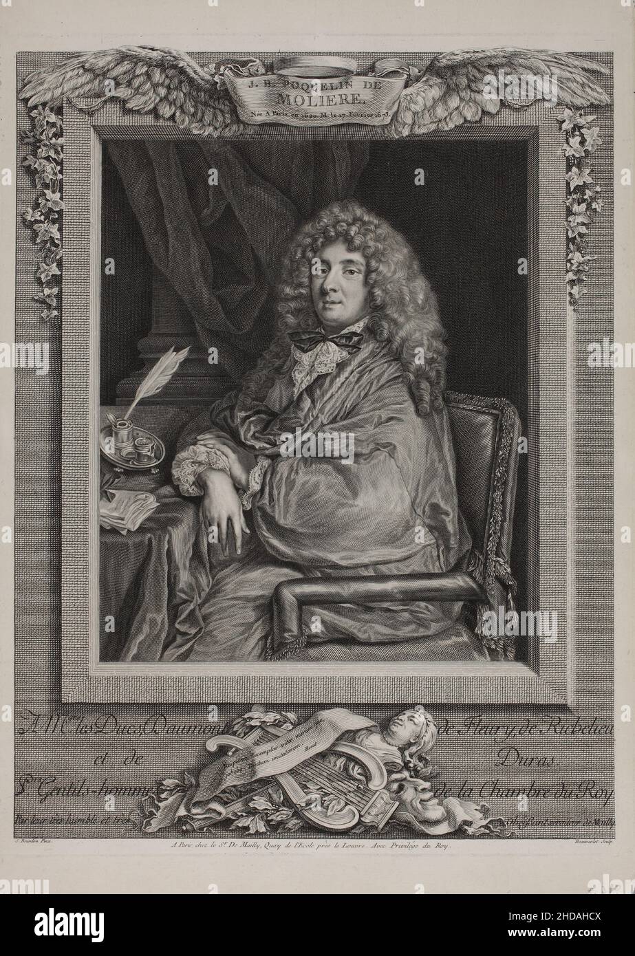 Porträt von Molière. 1774 Jean-Baptiste Poquelin (1622 – 1673), bekannt unter seinem Künstlernamen Molière, war ein französischer Dramatiker, Schauspieler und Dichter, weithin rega Stockfoto