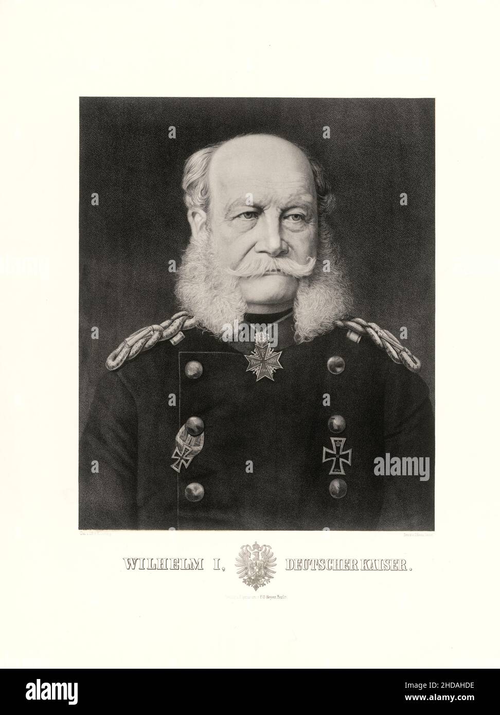 Gravurportrait von Wilhelm I., dem deutschen Kaiser. Wilhelm I. oder Wilhelm I. (1797–1888) war ab dem 2. Januar 1861 König von Preußen und ab 1 deutscher Kaiser Stockfoto