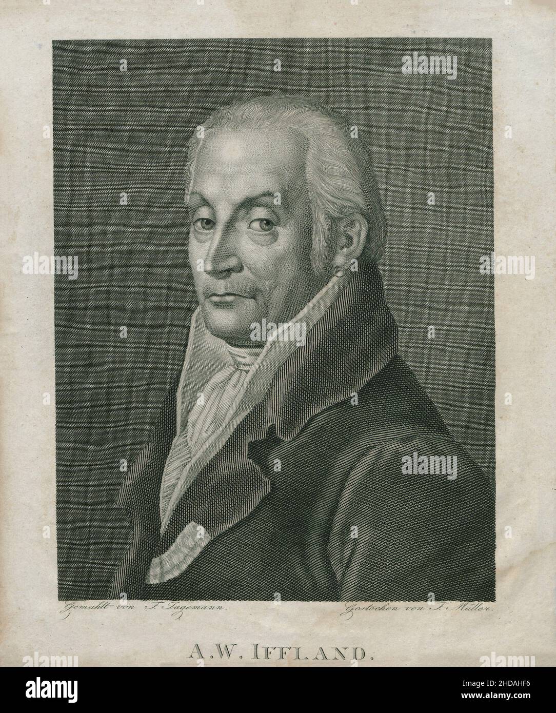 Porträt von August Wilhelm Iffland. 1800 August Wilhelm Iffland (1759 – 1814) war ein deutscher Schauspieler und Dramaturgie. Stockfoto