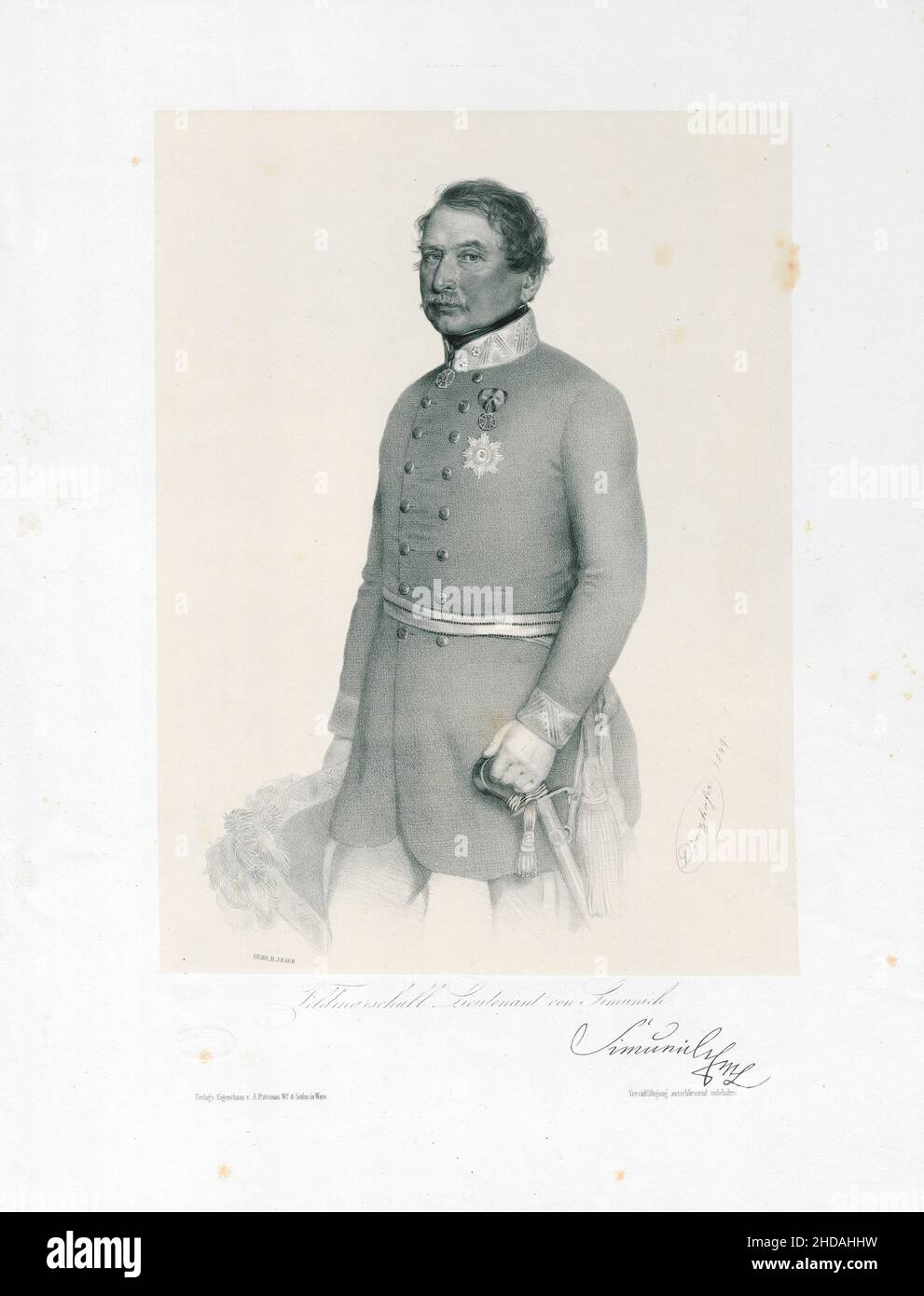 Porträt von Balthasar Freiherr von Simunich (1785 - 1861) war ein k. k. Feldmarschall Leutnant und theresischer Ritter. Das Österreichische Kaiserreich. 1849 Stockfoto
