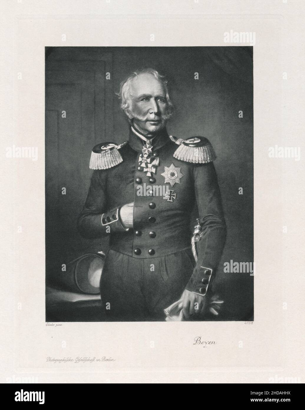 Kupferstichportrait von Ludwig von Boyen, 1890 Leopold Hermann Ludwig von Boyen (1771 – 1848) war ein preußischer Offizier, der an der Reform des Pruss mitwirkte Stockfoto