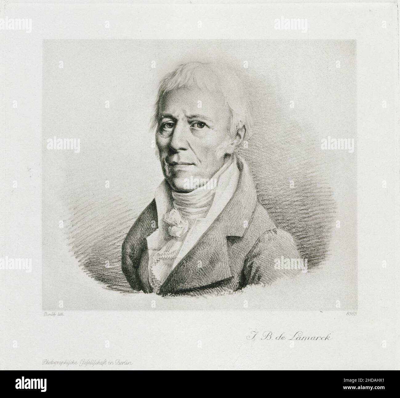Porträt von Jean-Baptiste Lamarck. 1890 Jean-Baptiste Pierre Antoine de Monet, chevalier de Lamarck (1744 – 1829) war ein französischer Naturforscher. Er war ein so Stockfoto