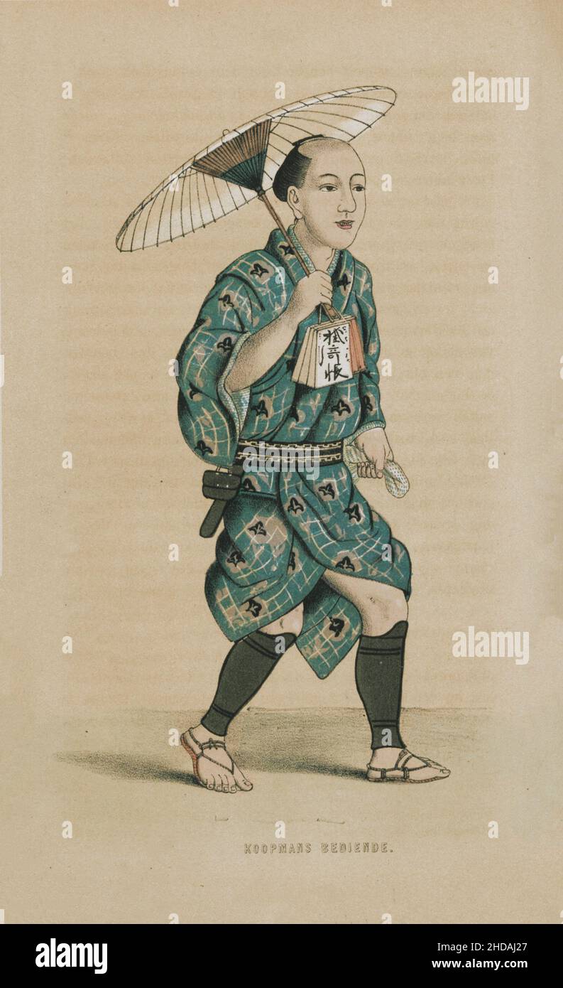 Lithographie von Japan des 19th. Jahrhunderts: Koopmans Valet. 1867 Stockfoto