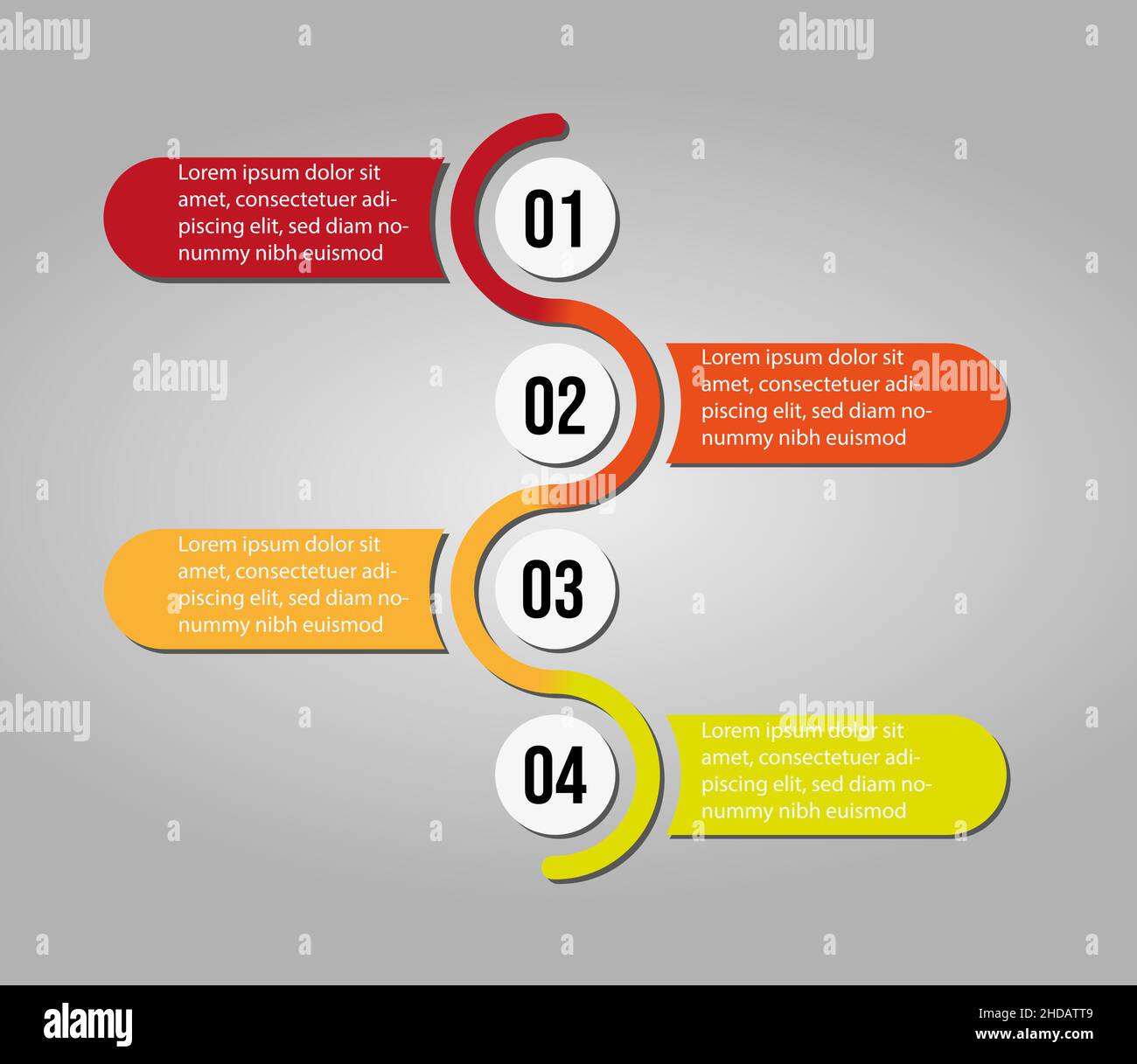 Eine Vektordarstellung der Infografik mit vier Schritten Stock Vektor