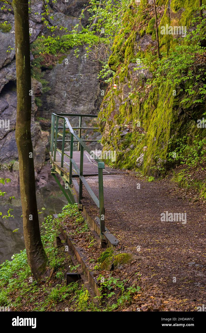 Natürliche Eindrücke vom Rieger Trail außerhalb von Bitouchov, Böhmisches Paradies (Cesky Raj), Stredocesky kraj, Tschechische Republik. Stockfoto