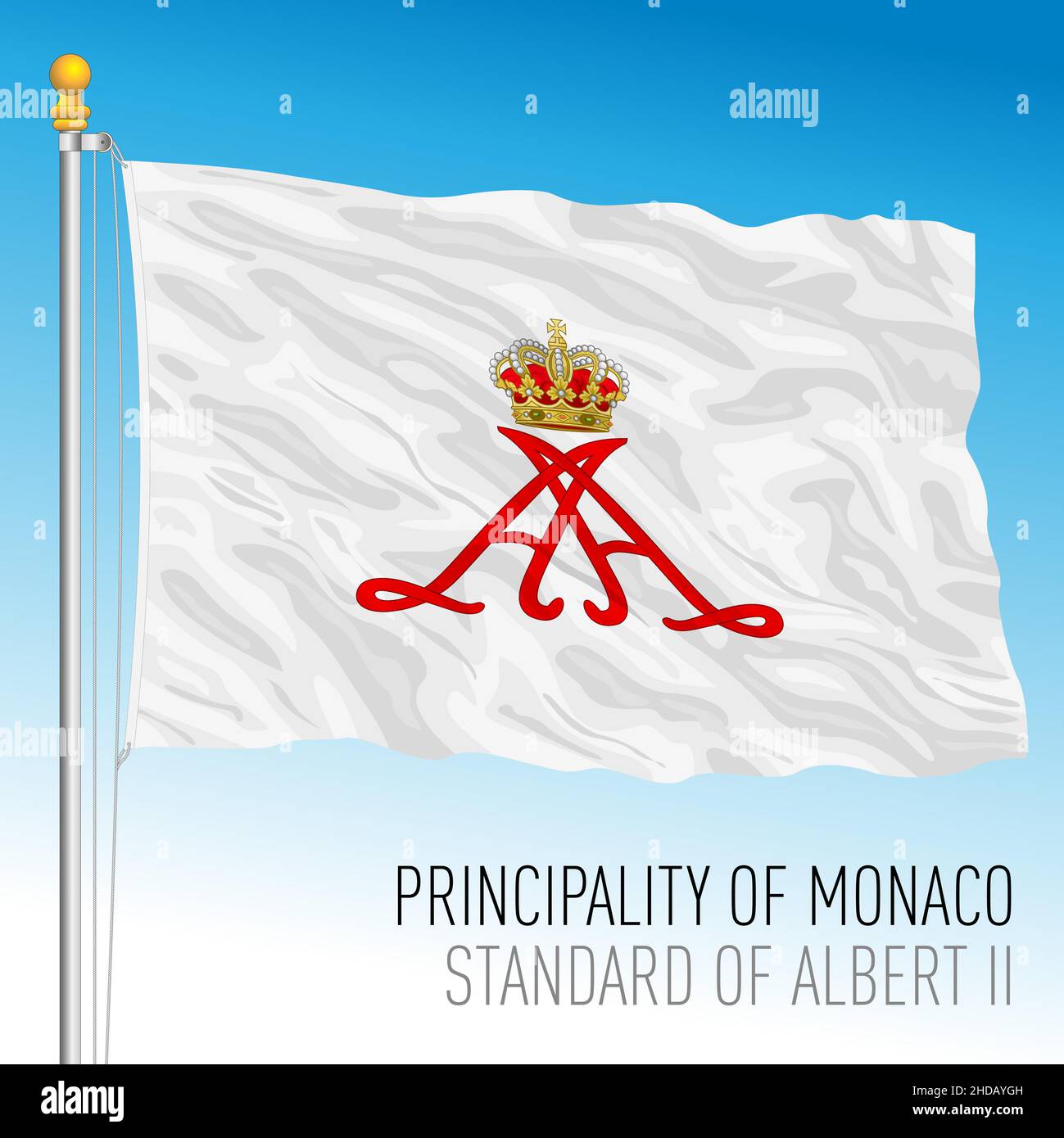 Fürstentum Monaco, Standard der Albert II Flagge, europäisches Land, Vektorgrafik Stock Vektor