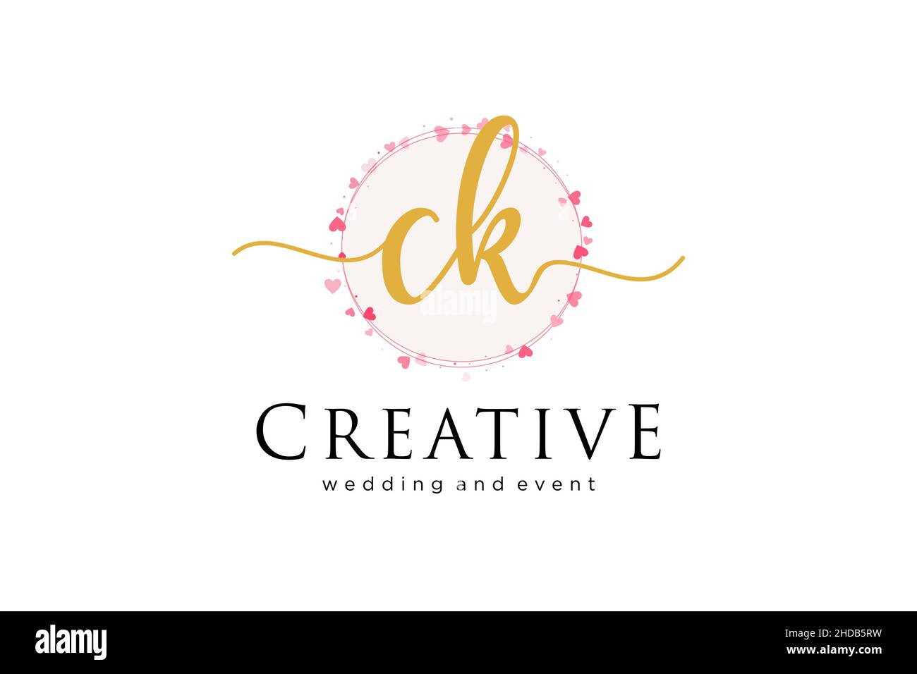 CK feminines Logo. Verwendbar für Logo für Mode, Fotografie, Hochzeit, Schönheit, Business. Flaches Vektor-Logo-Design-Template-Element. Stock Vektor