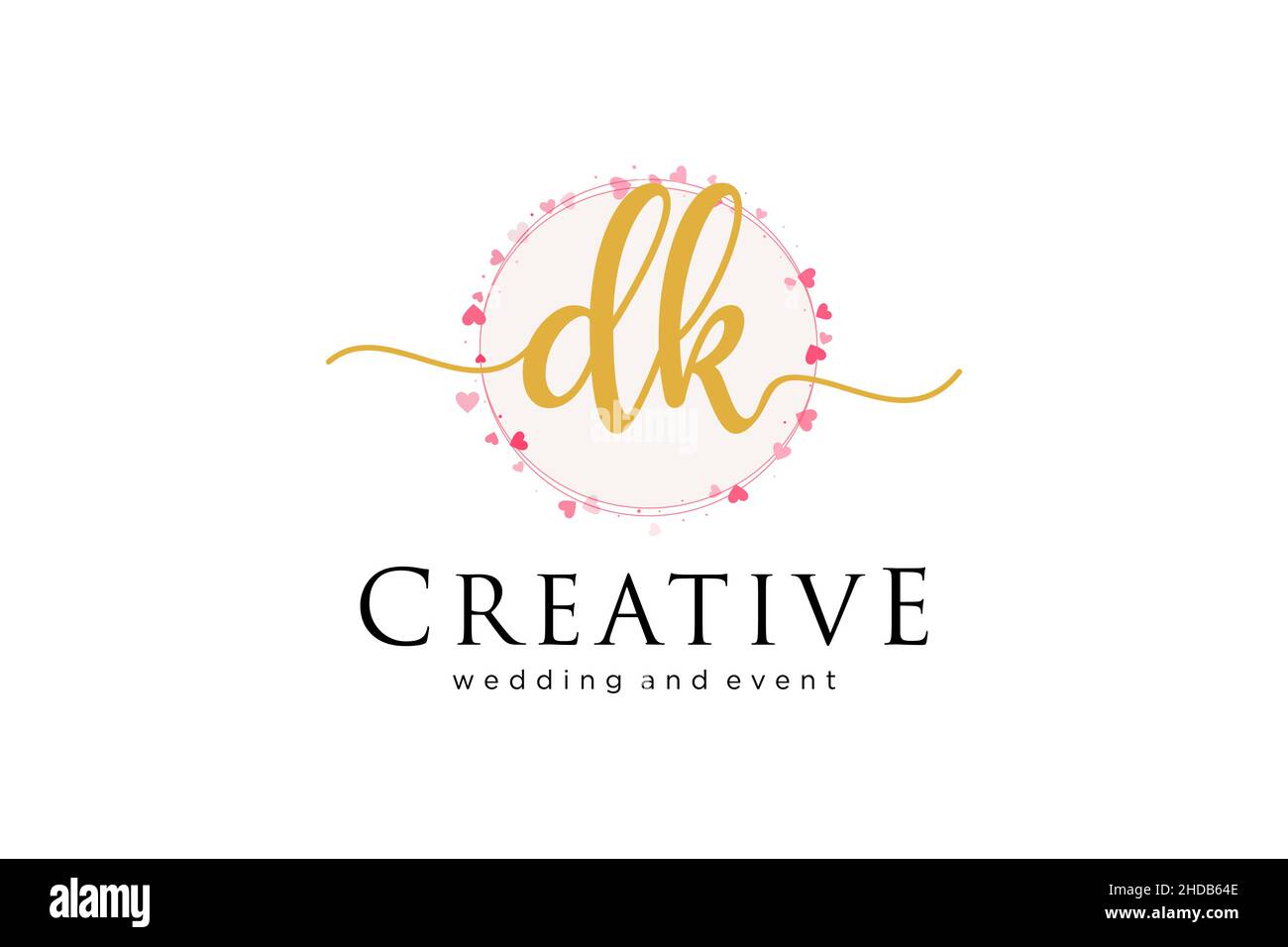 Feminines DK-Logo. Verwendbar für Logo für Mode, Fotografie, Hochzeit, Schönheit, Business. Flaches Vektor-Logo-Design-Template-Element. Stock Vektor