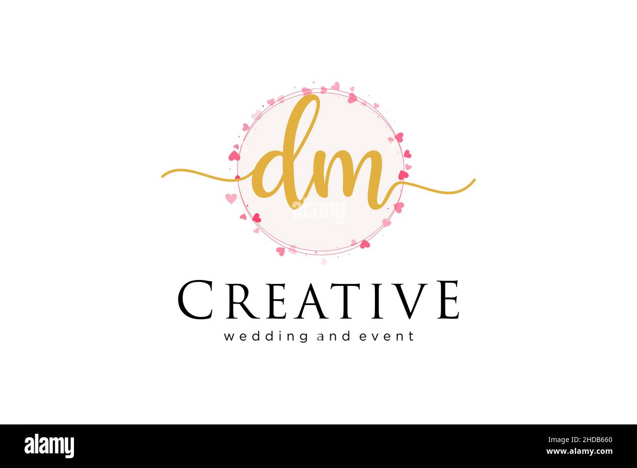 Feminines DM-Logo. Verwendbar für Logo für Mode, Fotografie, Hochzeit, Schönheit, Business. Flaches Vektor-Logo-Design-Template-Element. Stock Vektor