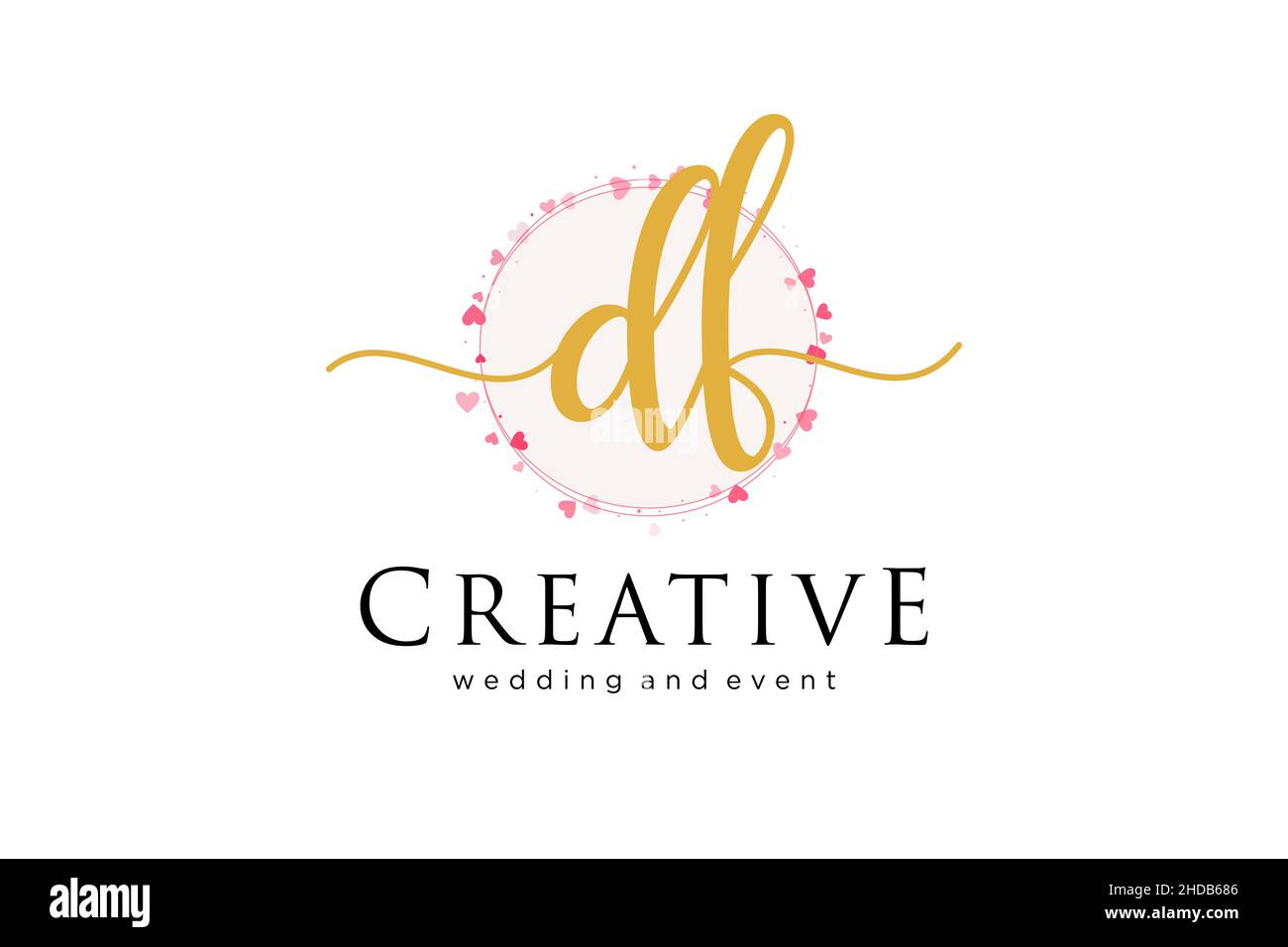 Feminines DF-Logo. Verwendbar für Logo für Mode, Fotografie, Hochzeit, Schönheit, Business. Flaches Vektor-Logo-Design-Template-Element. Stock Vektor