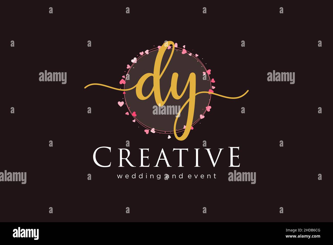 Feminines DY-Logo. Verwendbar für Logo für Mode, Fotografie, Hochzeit, Schönheit, Business. Flaches Vektor-Logo-Design-Template-Element. Stock Vektor
