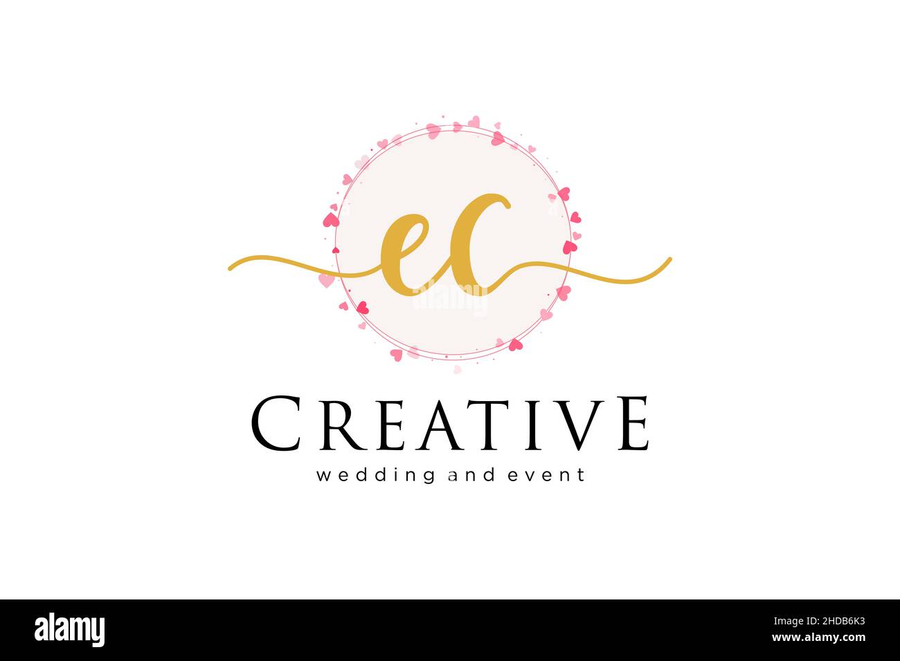 Feminines Logo von EC. Verwendbar für Logo für Mode, Fotografie, Hochzeit, Schönheit, Business. Flaches Vektor-Logo-Design-Template-Element. Stock Vektor