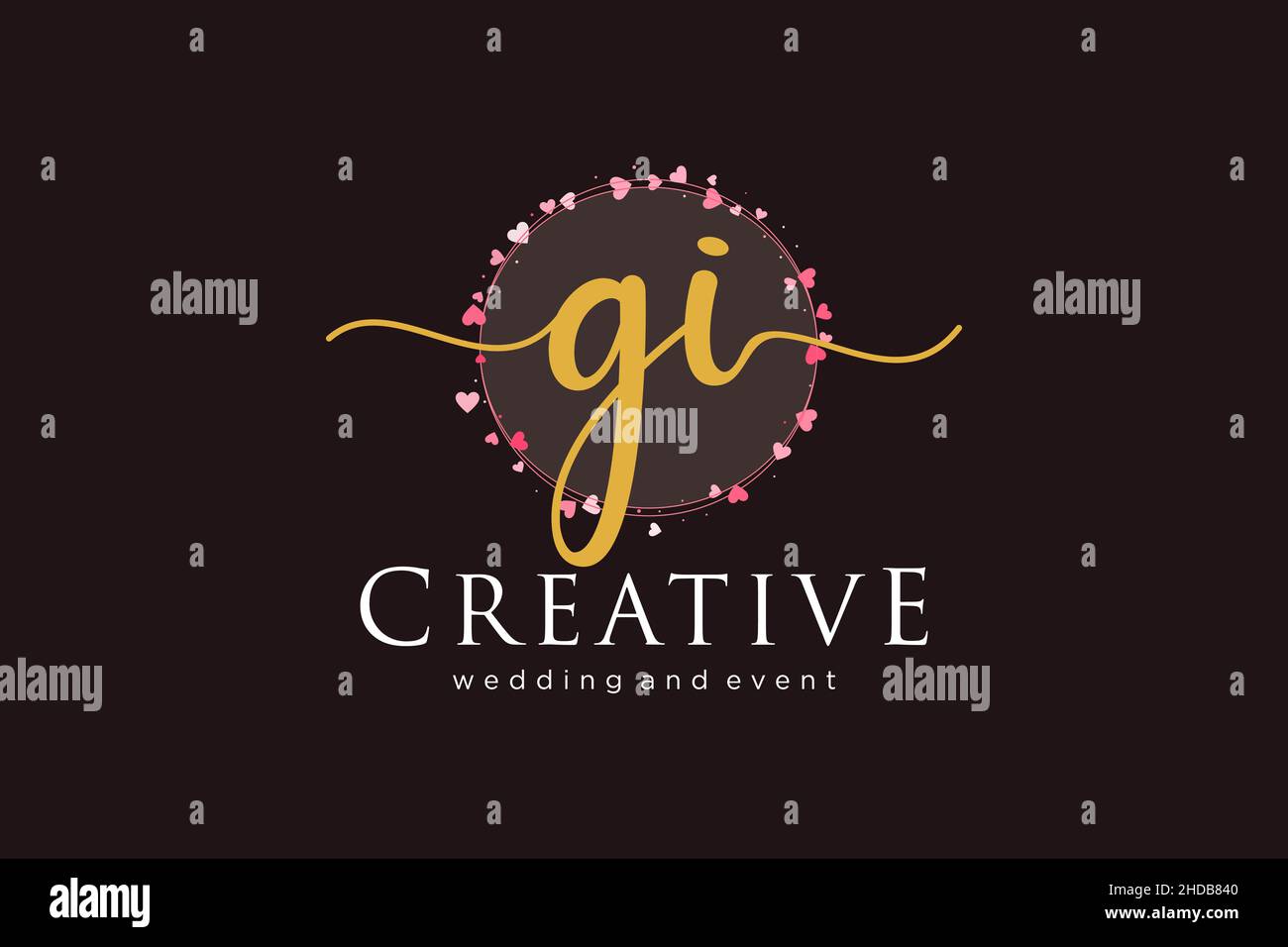 Feminines GI-Logo. Verwendbar für Logo für Mode, Fotografie, Hochzeit, Schönheit, Business. Flaches Vektor-Logo-Design-Template-Element. Stock Vektor