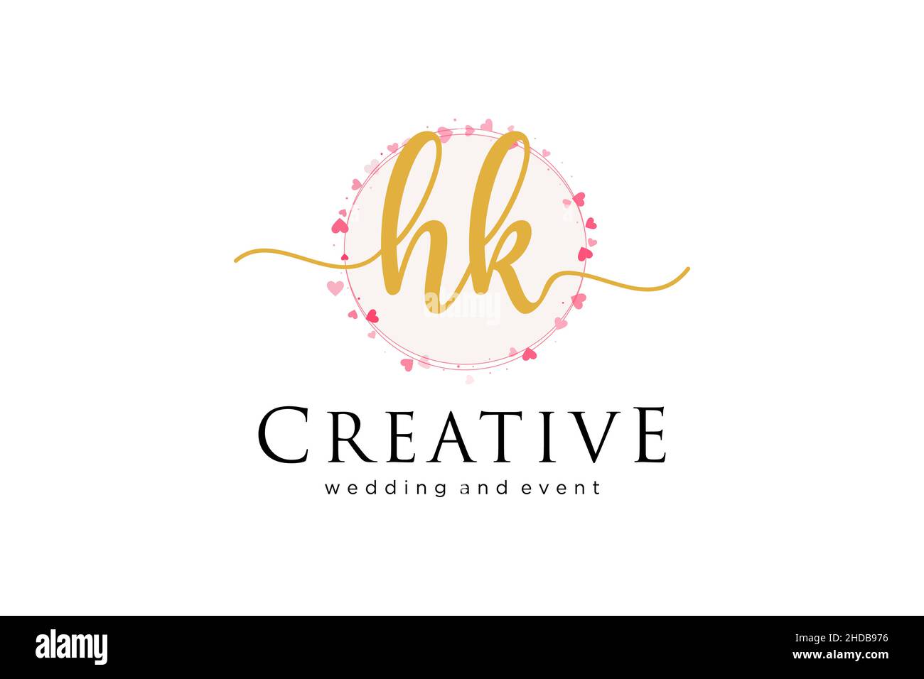 Feminines HK-Logo. Verwendbar für Logo für Mode, Fotografie, Hochzeit, Schönheit, Business. Flaches Vektor-Logo-Design-Template-Element. Stock Vektor