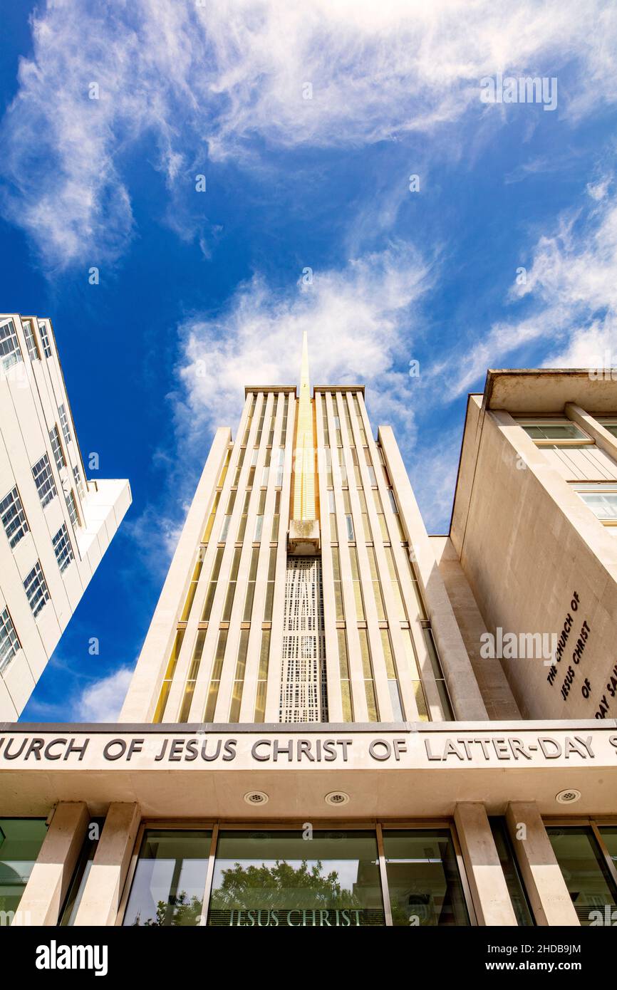 Die Church of Latter-Day Saints (Mormon); die Hyde Park Chapel, Exhibition Road, South Kensington, London. Erbaut 1961 von T.P. Bennett Stockfoto