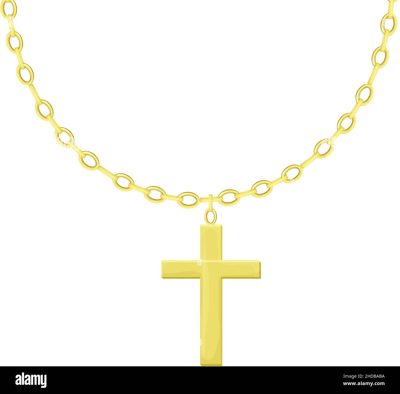 Gold Kreuz Anhänger Halskette Stock-Vektorgrafiken kaufen - Alamy