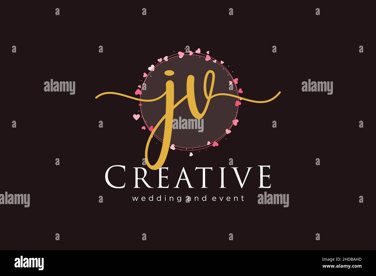 JV feminines Logo. Verwendbar für Logo für Mode, Fotografie, Hochzeit, Schönheit, Business. Flaches Vektor-Logo-Design-Template-Element. Stock Vektor