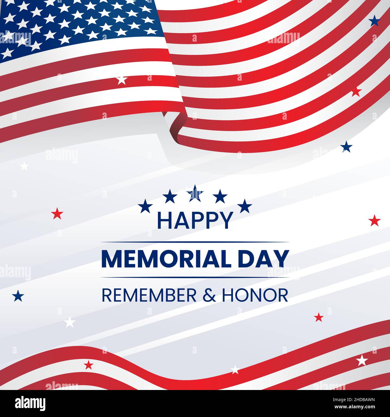 Memorial Day USA. Denken Sie daran und ehren Sie. Bundesfeiertag in den Vereinigten Staaten. Stock Vektor