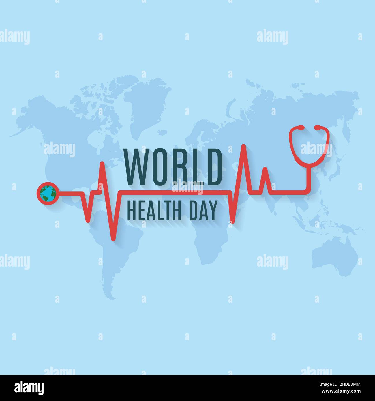 Konzept des Weltgesundheitstages. 7 April Social Media Poster Design. Gesunder Planet. Stock Vektor