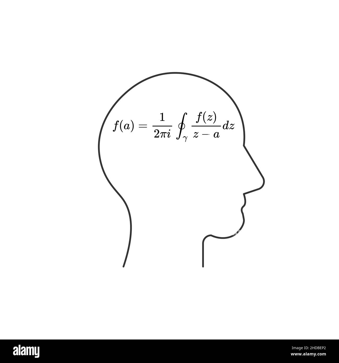 Linearer Kopf mit Mathematik Formel Bildungskonzept. Vektordarstellung auf weißem Hintergrund isoliert Stock Vektor