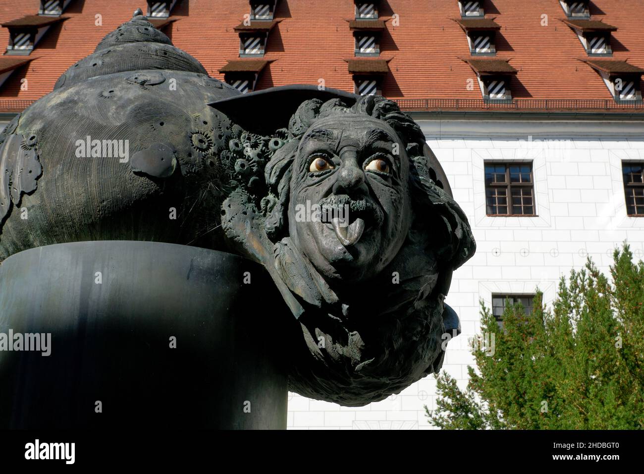 Ulm, Deutschland: Albert-Einstein-Denkmal. Ulm ist die Geburtsstätte des berühmten Physikers. Stockfoto