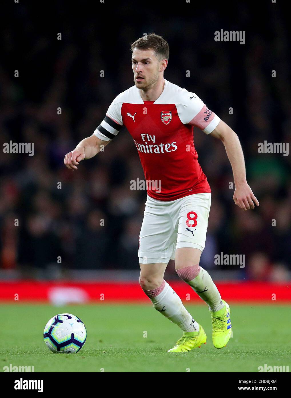 Aktenfoto vom 01-04-2019 von Arsenals Aaron Ramsey. Juventus-Trainer Massimiliano Allegri hat das bisher stärkste Zeichen dafür gesetzt, dass Aaron Ramsey in diesem Monat in die Premier League zurückkehren könnte, indem er sagte, dass der Mittelfeldspieler aus Wales auf dem Weg aus dem Club der Serie A ist. Ausgabedatum: Mittwoch, 5. Januar 2022. Stockfoto