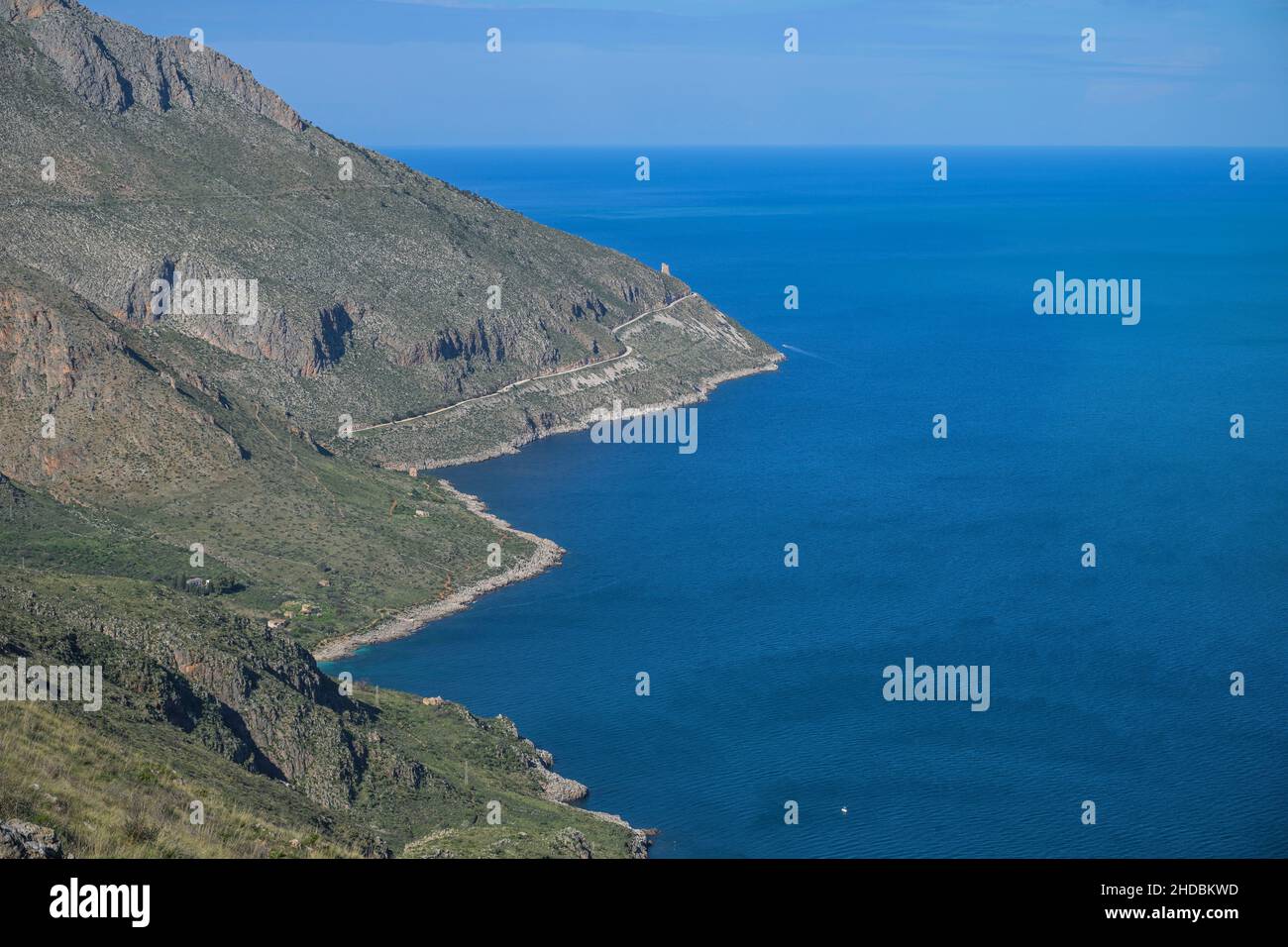 Contrada Uzzo, Küste im Naturschutzgebiet Zingaro, Sizilien, Italien Stockfoto