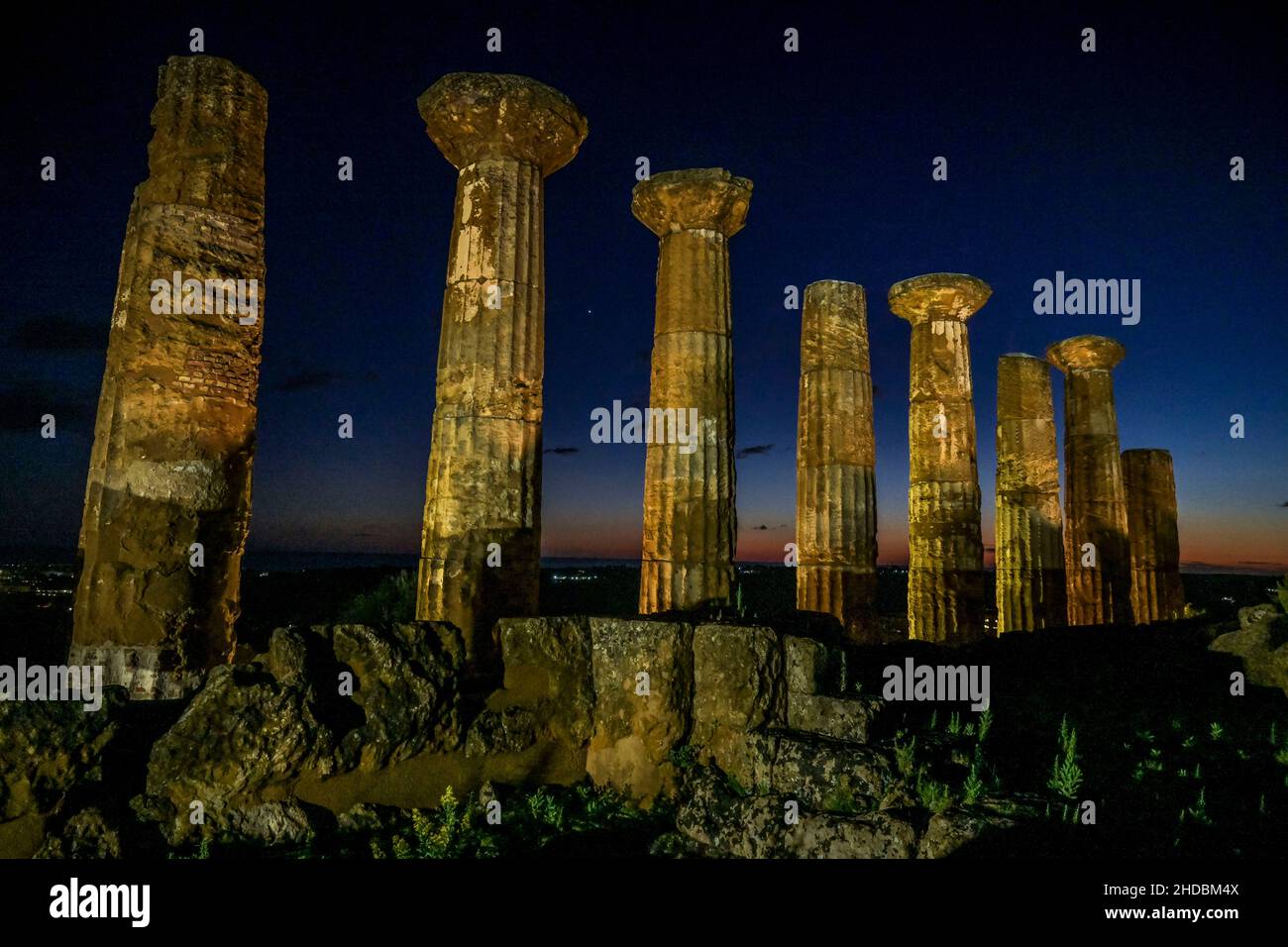 Herakles-Tempel, archäologischer Park Valle dei Templi (Tal der Tempel), Agrigent, Sizilien, Italien Stockfoto