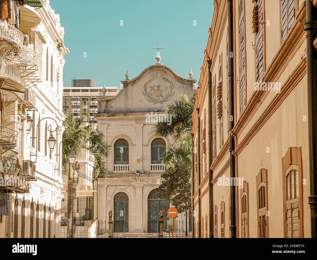 Blick auf die St. Lazarus Kirche in der Gemeinde Macau, Macao Stockfoto