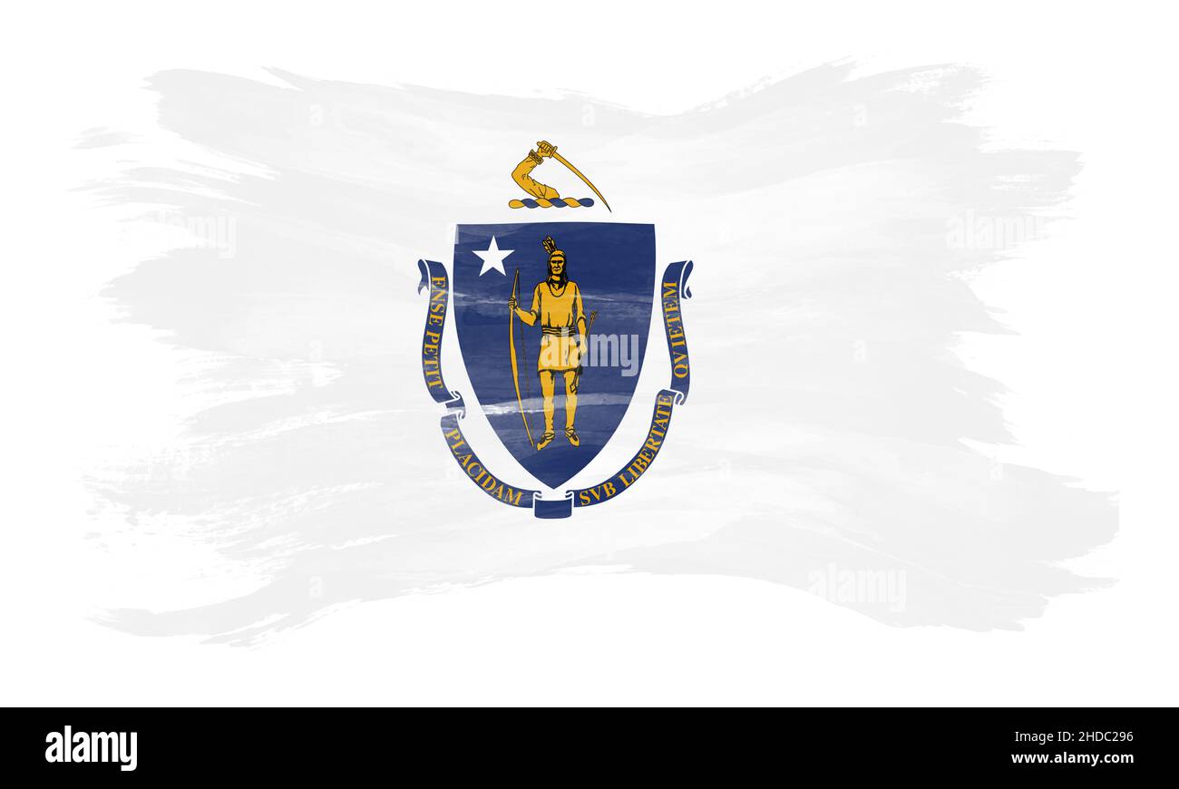 Massachusetts State Flagge Pinselstrich, Massachusetts Flagge Hintergrund Stockfoto