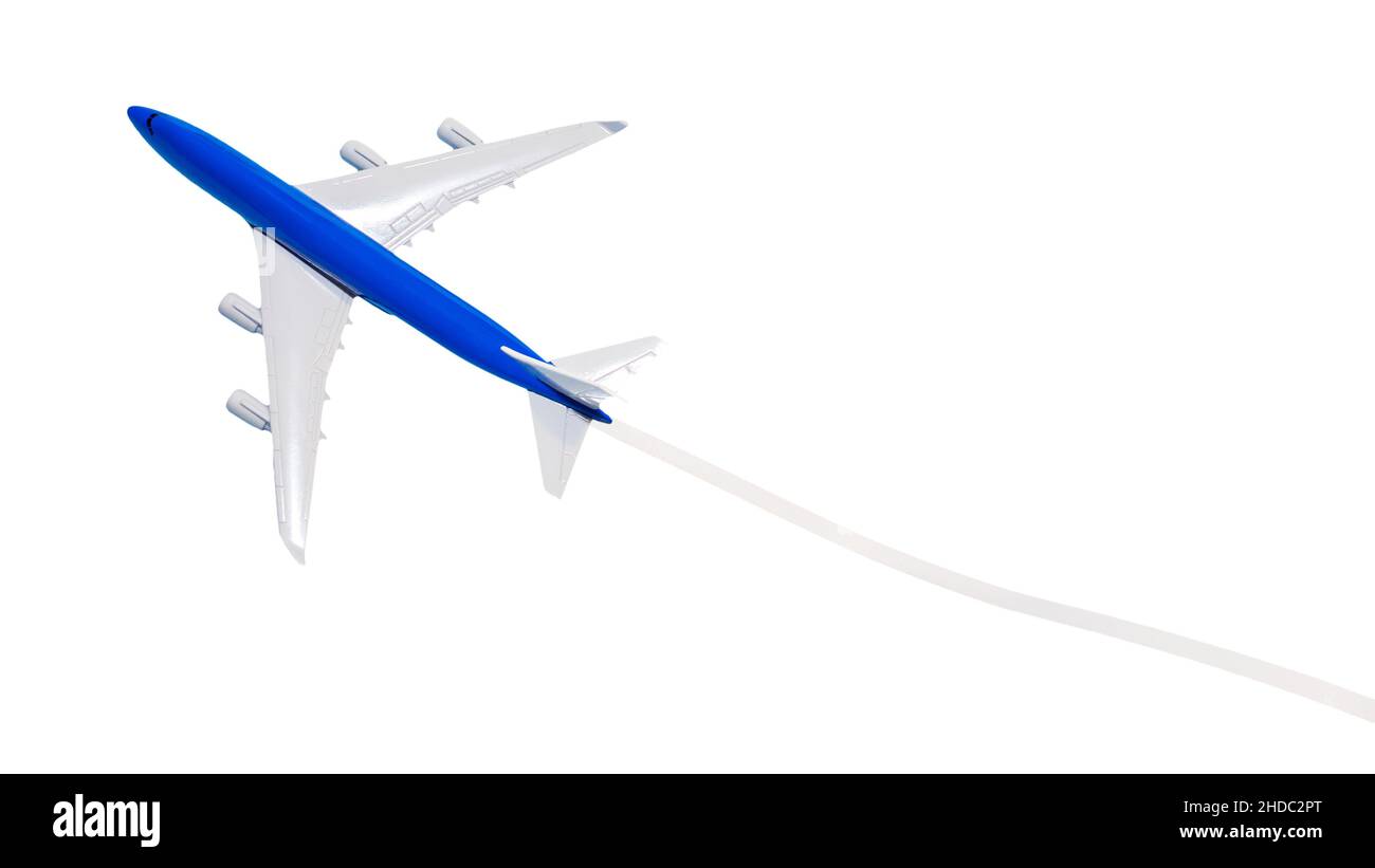 Flugzeugmodell, Flugzeug im Flug, Reisekonzept. Passagierflugzeug Stockfoto