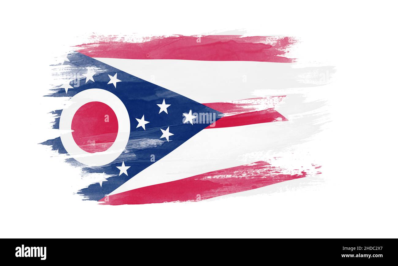 Ohio State Flagge Pinsel Schlaganfall, Ohio Flagge Hintergrund Stockfoto