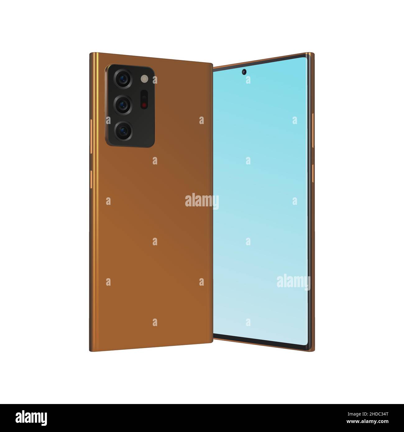 3D Leere Telefonvorlage. Realistisches Smartphone Mockup. Ultra Note Vorder- und Rückansicht. . Vektorgrafik Stock Vektor