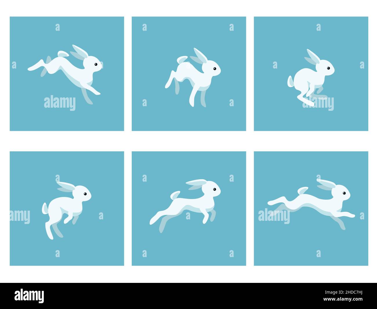 Cartoon weißen Kaninchen laufen. Vektorgrafik. Animation Sprite Blatt ...