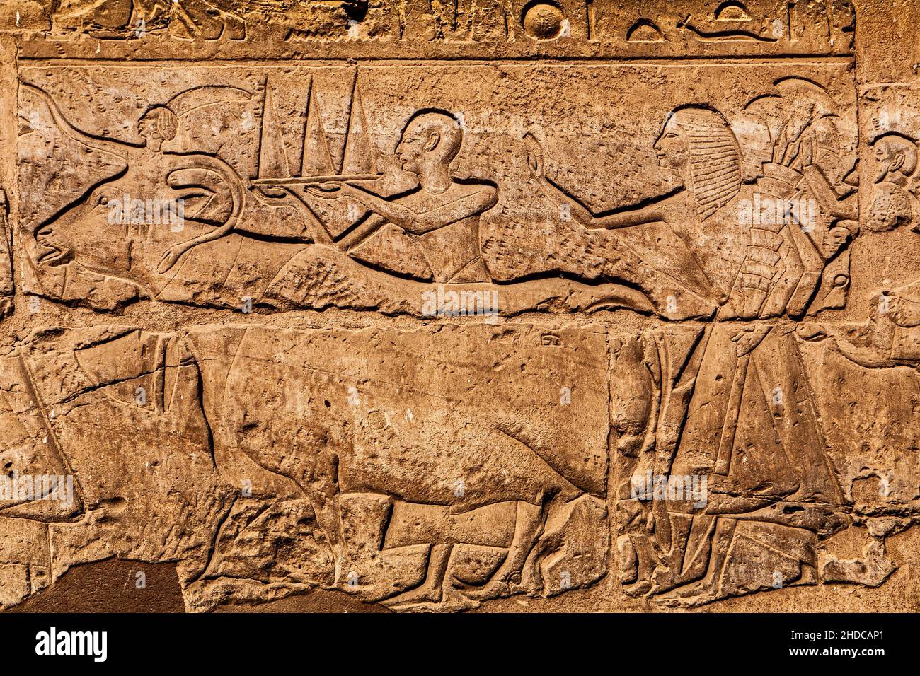 Prozession der Söhne von Ramses II. Am Großen Hof, Luxor-Tempel, Theben, Ägypten, Luxor, Theben, Ägypten, Afrika Stockfoto