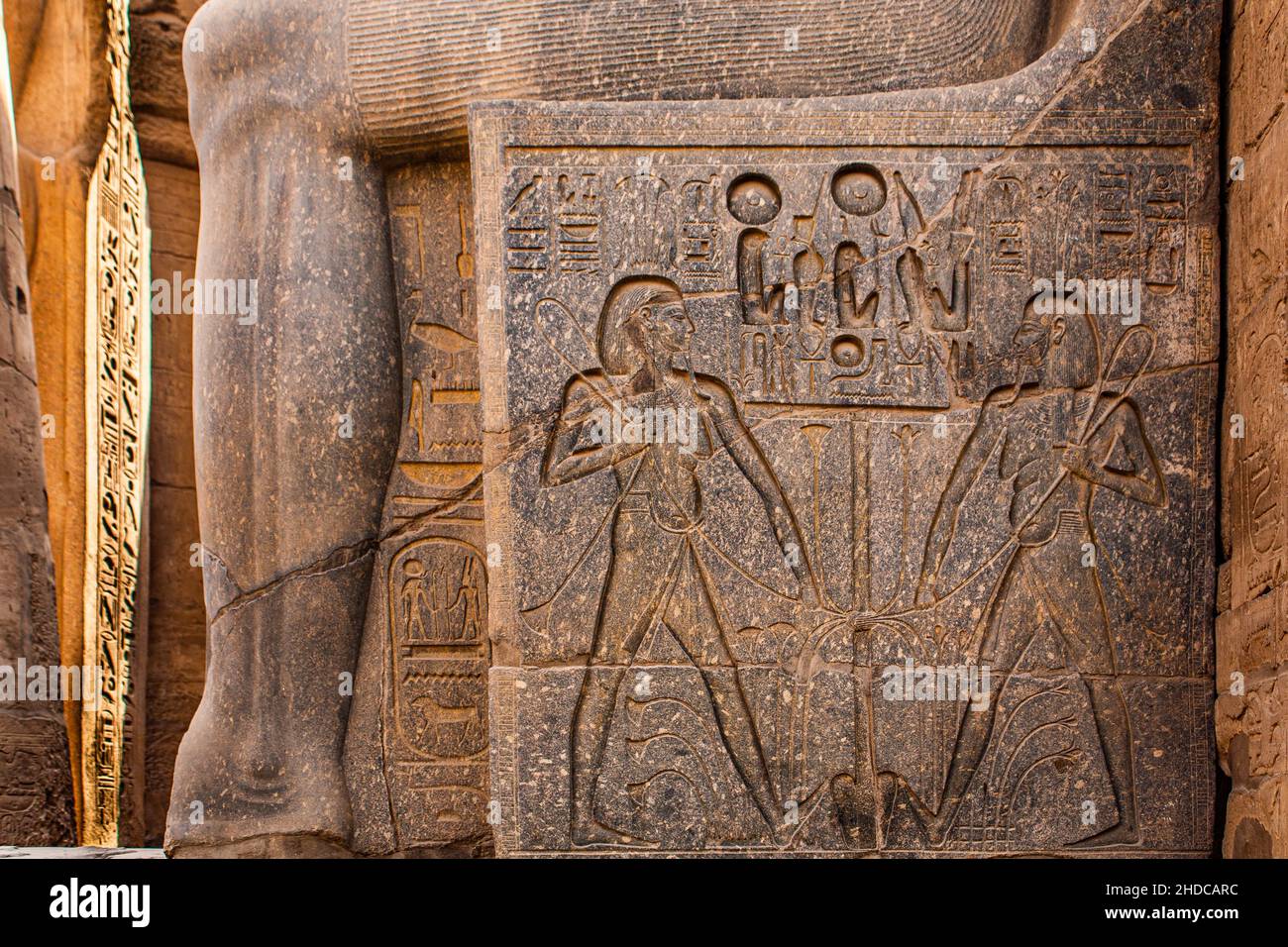 Sema-taui Symbol, Vereinigung von Ober- und Unterägypten, Luxor Tempel, Theben, Ägypten, Luxor, Theben, Ägypten, Afrika Stockfoto