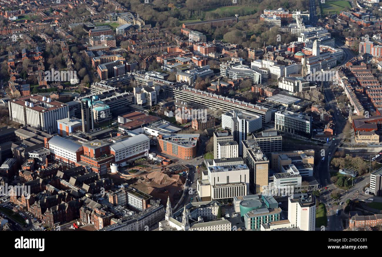 Luftaufnahme der Leeds University, Hauptcampus Stockfoto