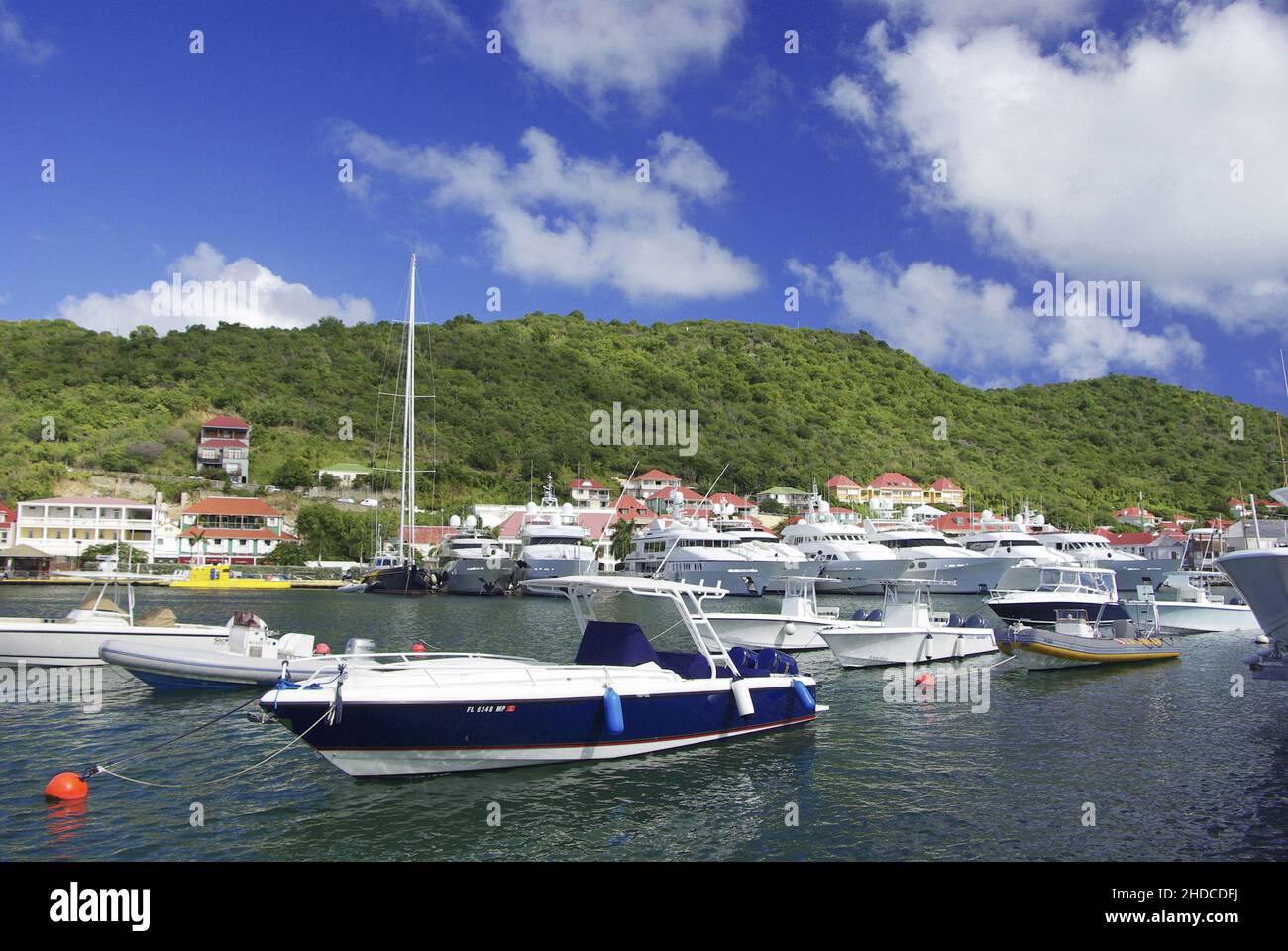 Karibik; Franzoesiche Antillen, Aruba; St. Barth; Gustavia; Nobeljachten; Hafen Stockfoto