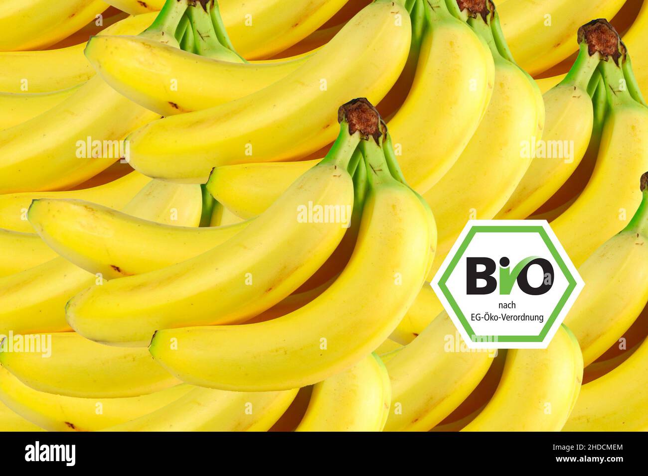 Bananen, Marktstand, Früchte, Obst, Bio, Bio-Siegel, Stockfoto