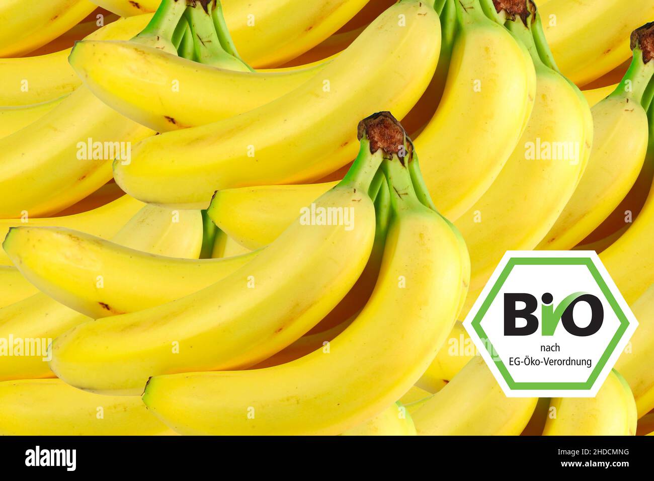 Bananen, Marktstand, Früchte, Obst, Bio, Bio-Siegel, Stockfoto