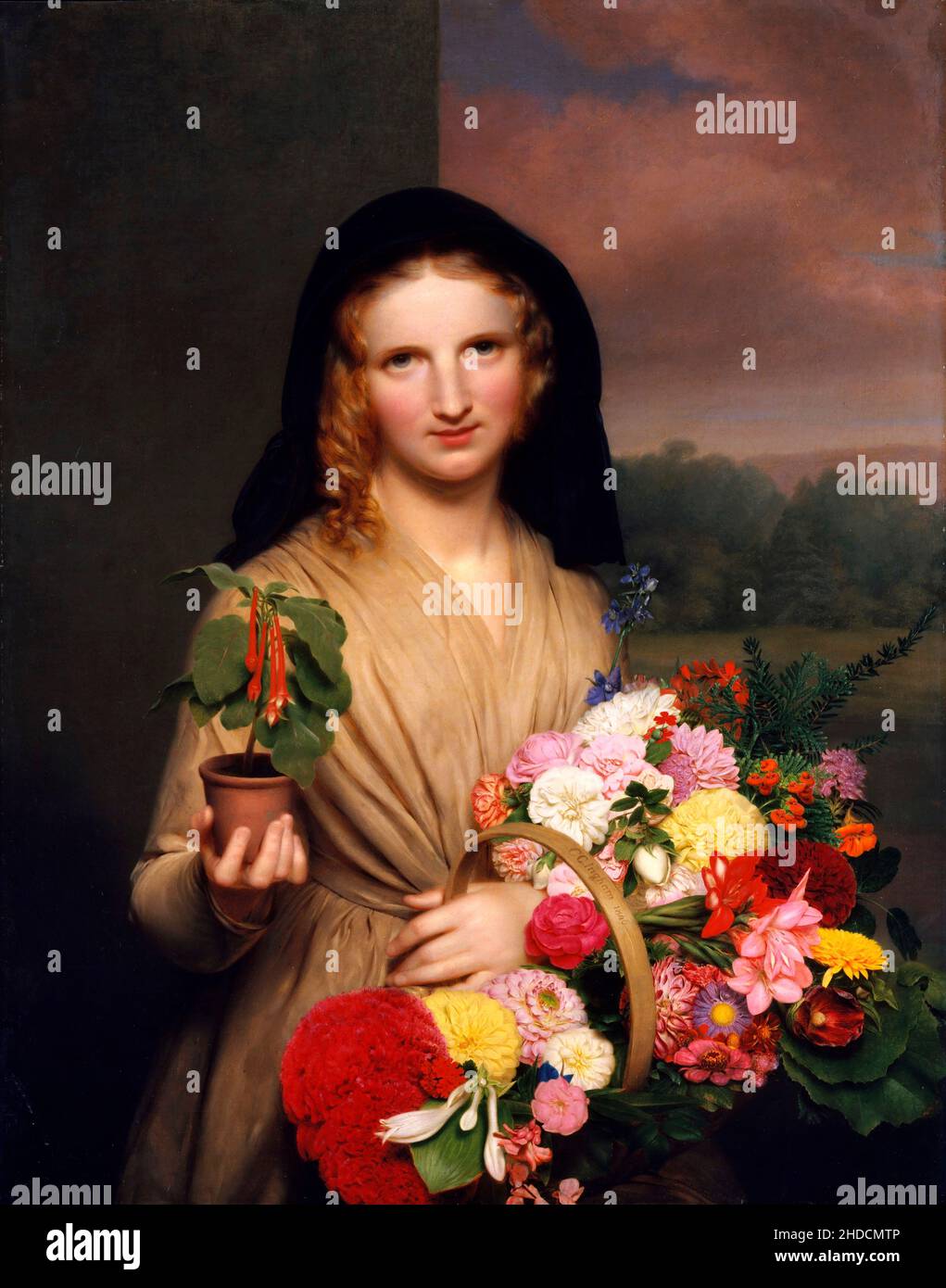 Das Blumenmädchen von Charles Cromwell Ingham (1796/7 – 1863), Öl auf Leinwand, 1846 Stockfoto