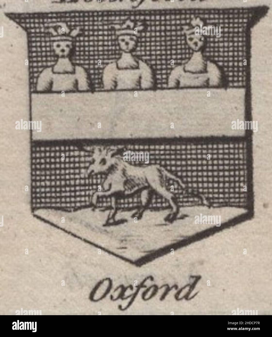 Historische Antike Gravur aus dem 18th. Jahrhundert Wappen, Wappen, englischer Bischof von Oxford von Woodman & Mutlow fc russel um 1780s Quelle: Originalgravuren aus dem jährlichen Almanach-Buch. Stockfoto