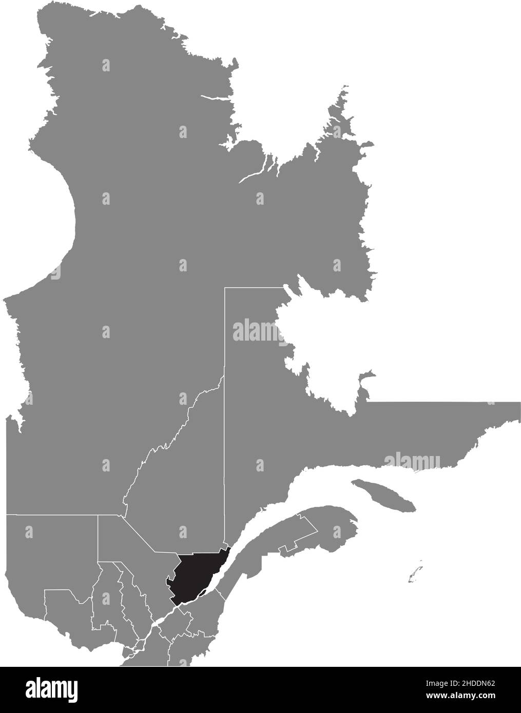 Schwarz flache leere markierte Standortkarte der REGION CAPITALE-NATIONALE in grauer Verwaltungskarte der kanadischen Provinz Quebec, Kanada Stock Vektor