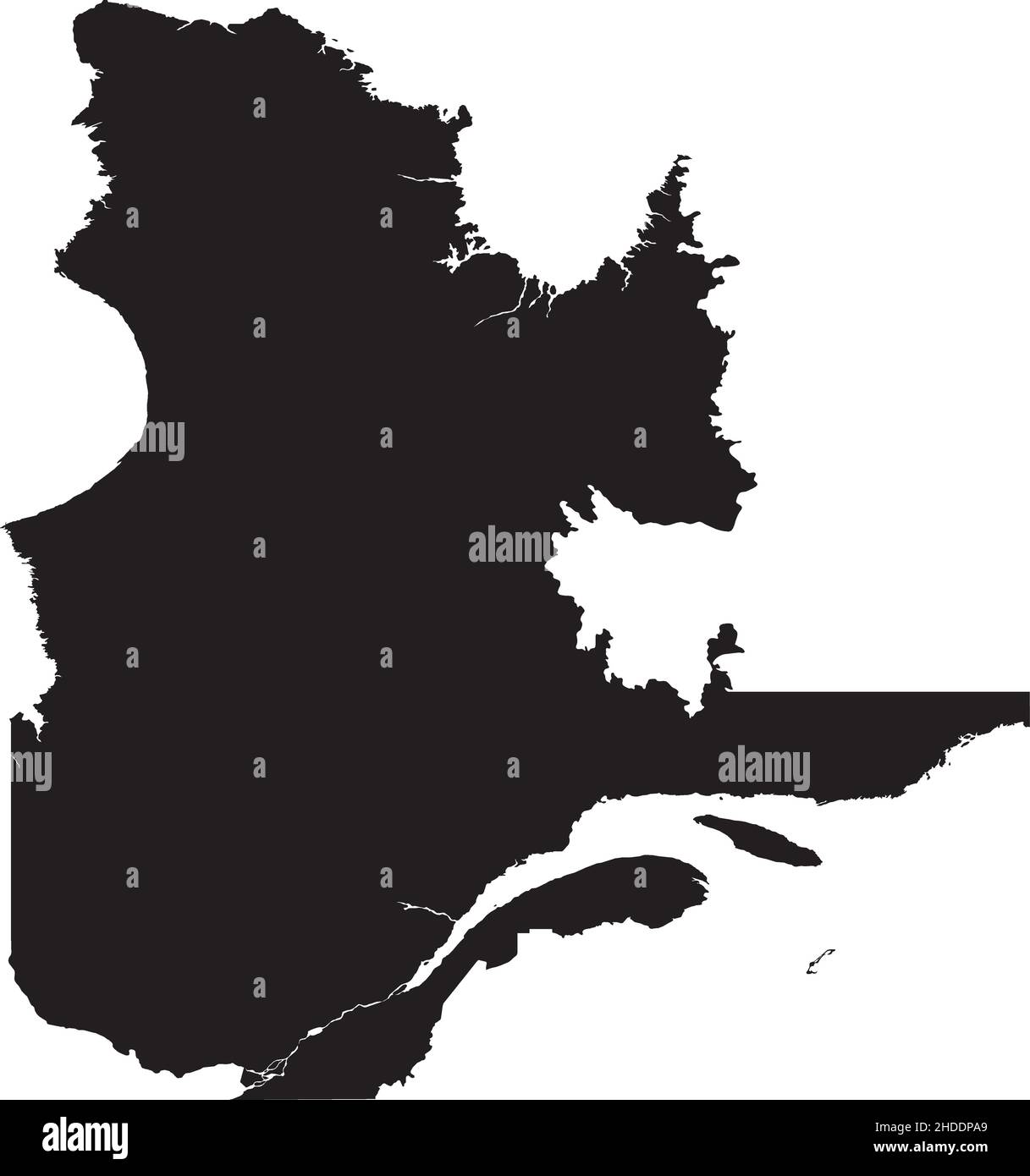 Schwarze flache leere Vektor-Verwaltungskarte der kanadischen Provinz QUEBEC, KANADA Stock Vektor