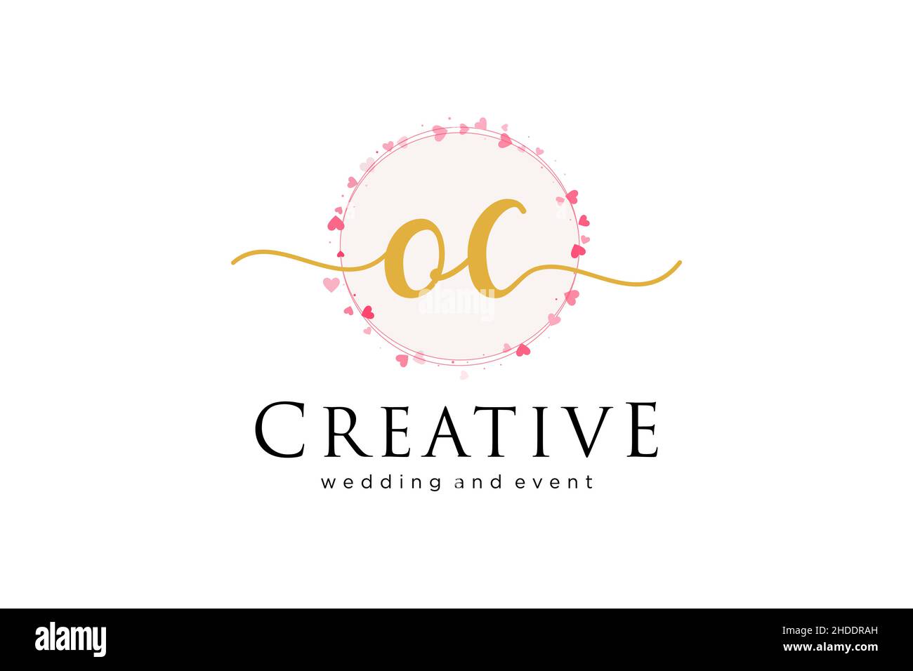 Feminines OC-Logo. Verwendbar für Logo für Mode, Fotografie, Hochzeit, Schönheit, Business. Flaches Vektor-Logo-Design-Template-Element. Stock Vektor
